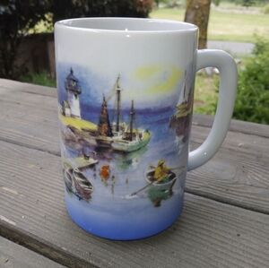 Otagiri Mug for Gibson Greetings fisherman lighthouse ocean theme